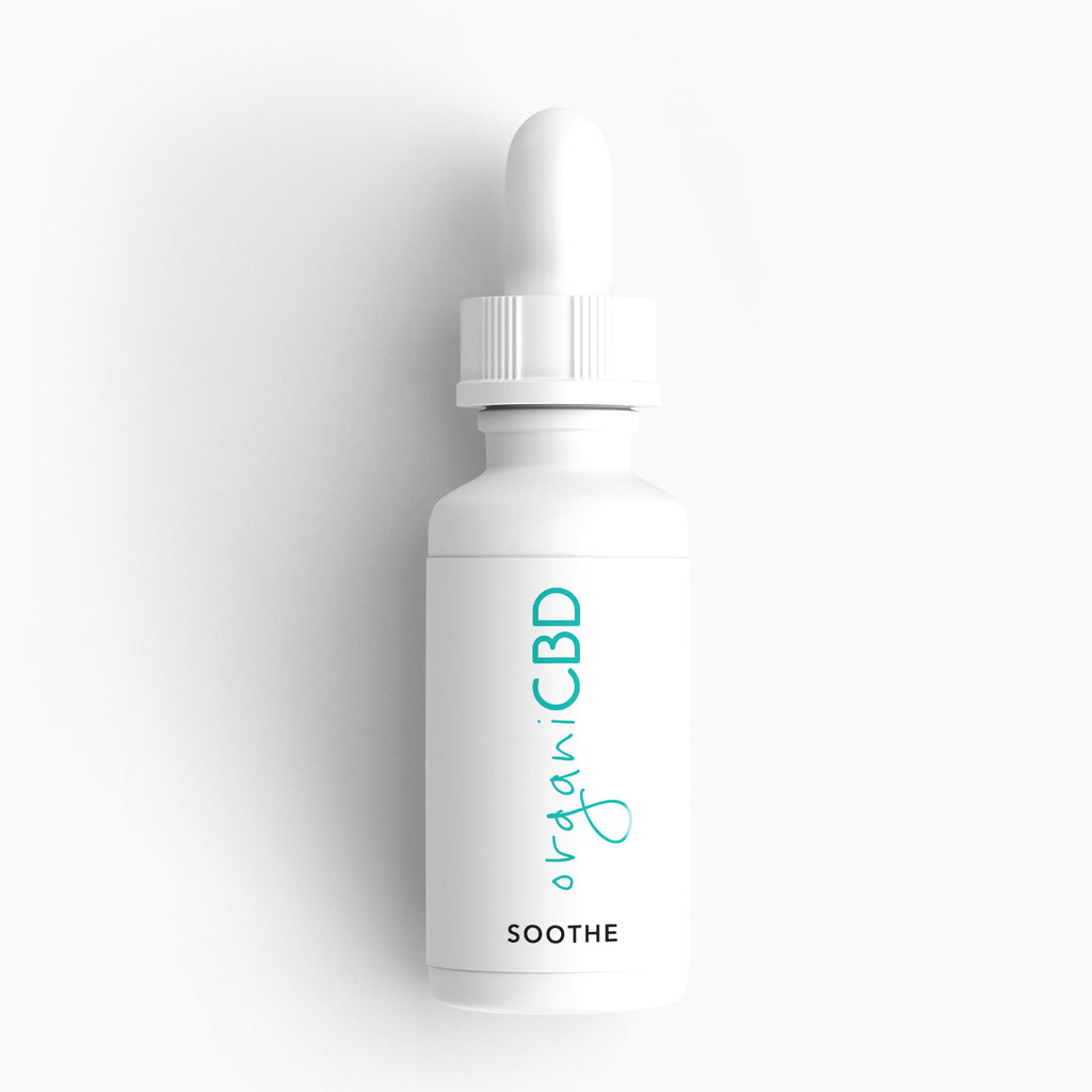 CBD Oil peppermint flavored white bottle and cap